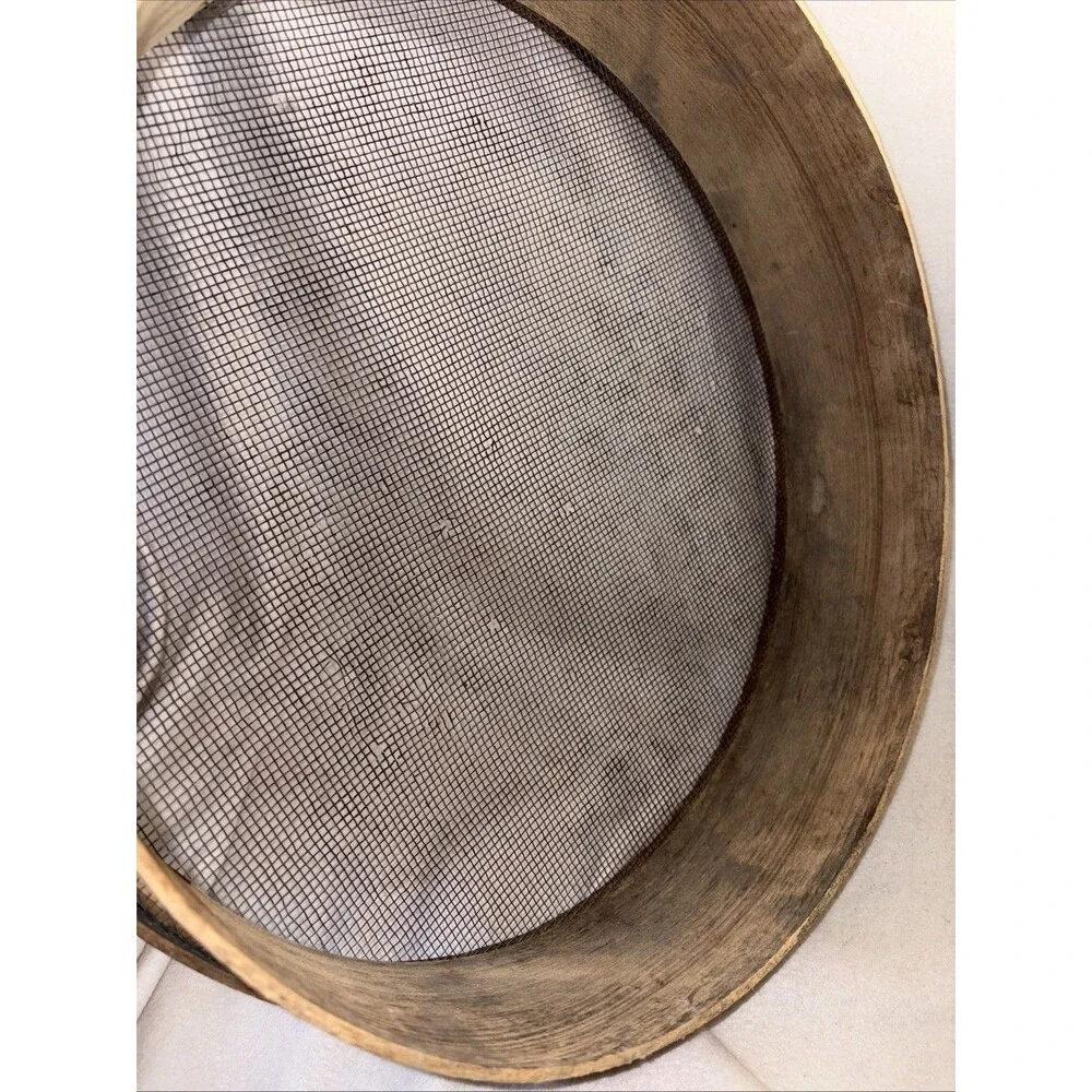 ANTIQUE PRIMITIVE WOOD MESH GRAIN  FLOUR SIFTER SIEVE SCREEN 17 Farmhouse Rustic